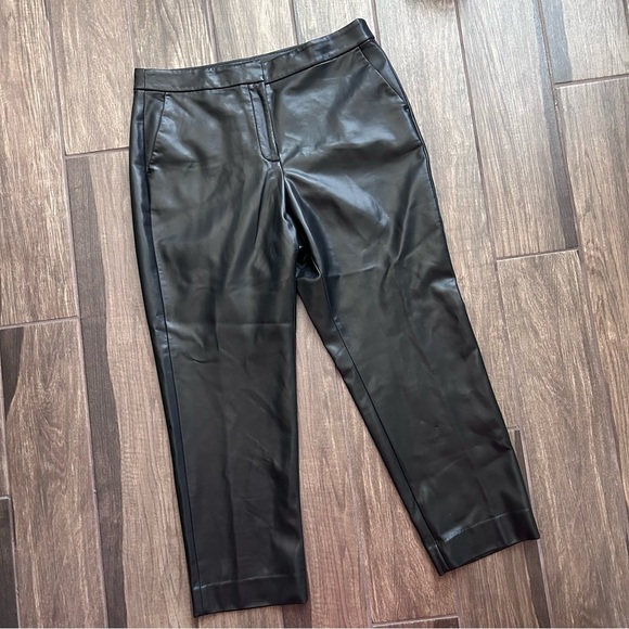 J. Crew Kate Straight Leg Pants in Faux Leather Black Sz 14 - Picture 3 of 10